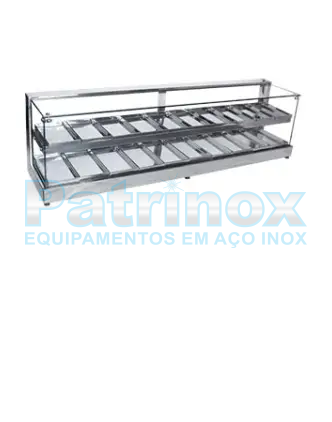 Estufa para salgados Vidro reto - Vidro sob vidro de 8mm com luminária de led | Patrinox